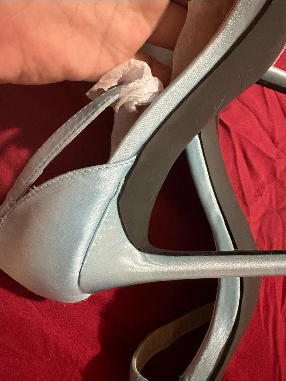 Amazon Light Blue Tulle Ankle-Strap Stiletto Sandals